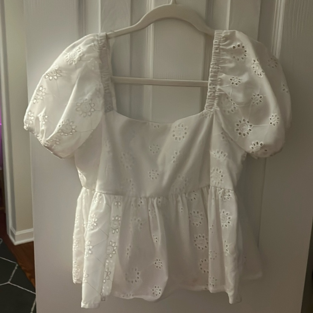 NWOT White Eyelet Babydoll Top- Altar’d State